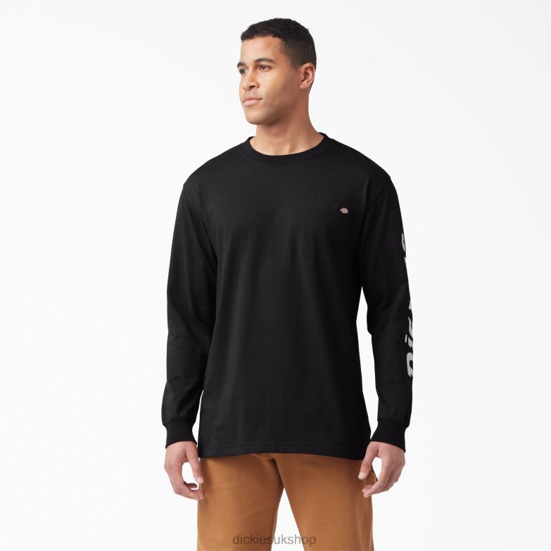 Long Sleeve Logo Graphic T-Shirt Men Dickies Black (KBK) 88T84892 Apparel