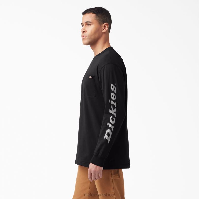 Long Sleeve Logo Graphic T-Shirt Men Dickies Black (KBK) 88T84892 Apparel