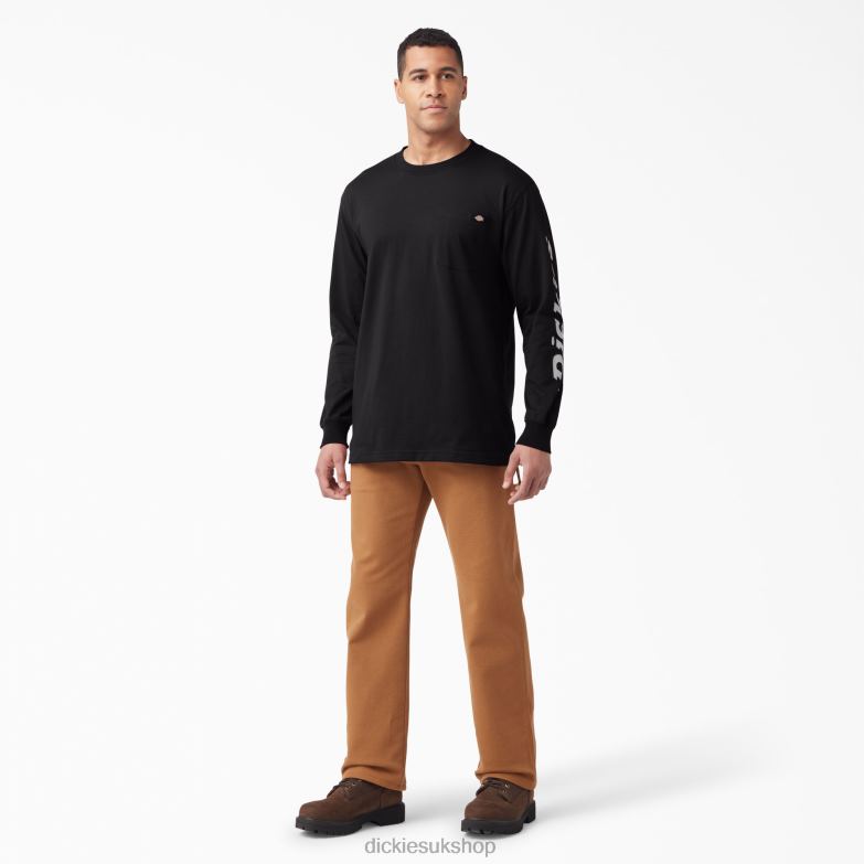 Long Sleeve Logo Graphic T-Shirt Men Dickies Black (KBK) 88T84892 Apparel