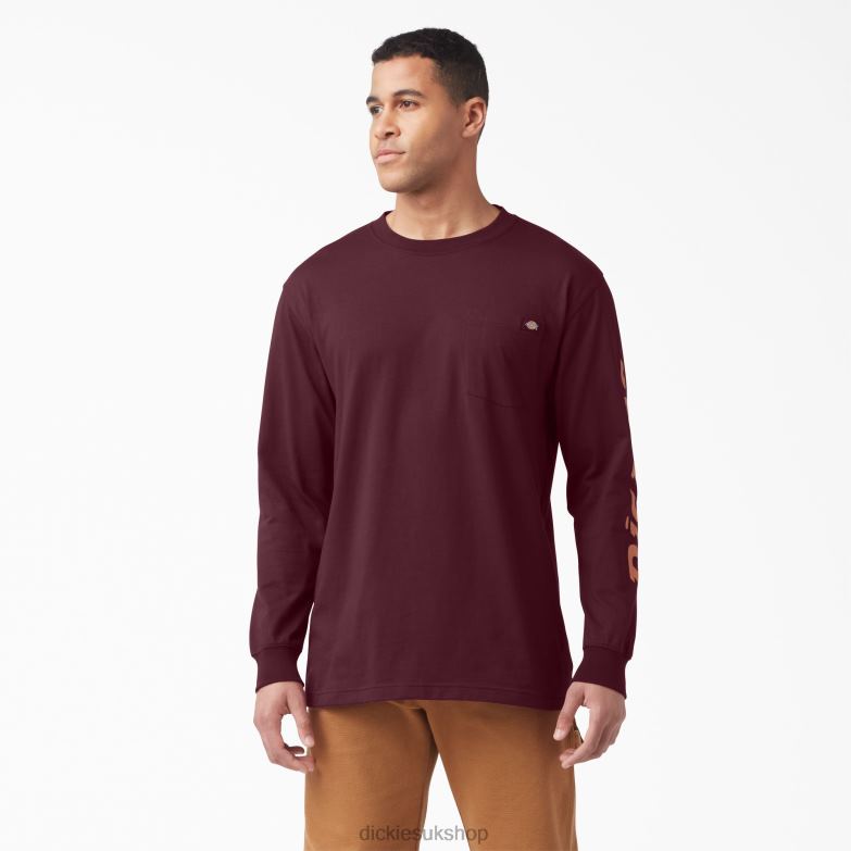 Long Sleeve Logo Graphic T-Shirt Men Dickies Burgundy (BY) 88T84889 Apparel