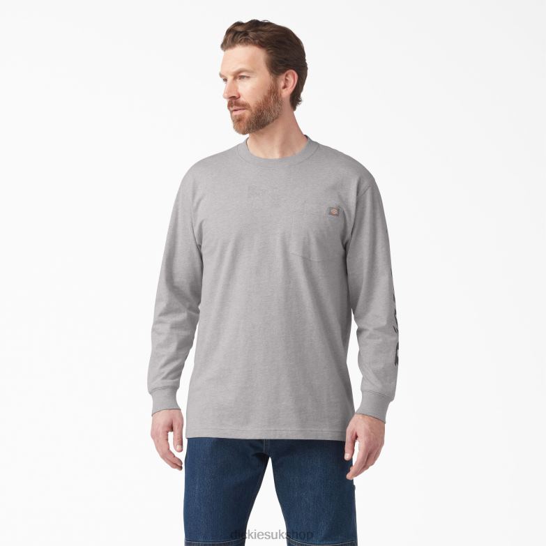 Long Sleeve Logo Graphic T-Shirt Men Dickies Heather Gray (HG) 88T84890 Apparel