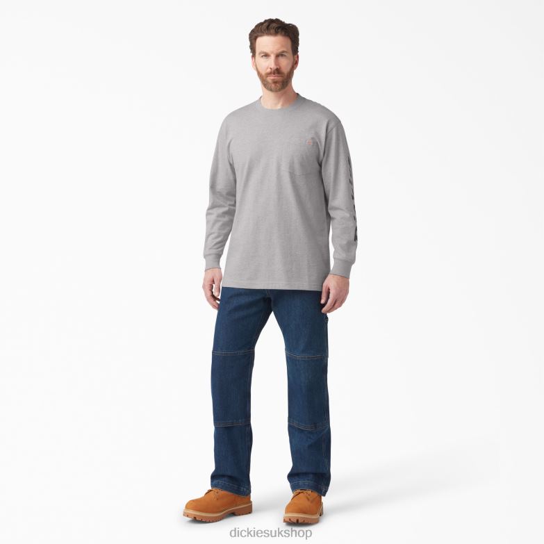 Long Sleeve Logo Graphic T-Shirt Men Dickies Heather Gray (HG) 88T84890 Apparel