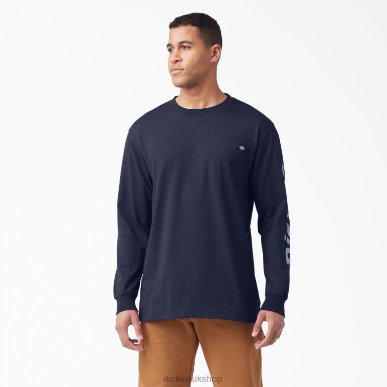Long Sleeve Logo Graphic T-Shirt Men Dickies Ink Navy (IK) 88T84891 Apparel