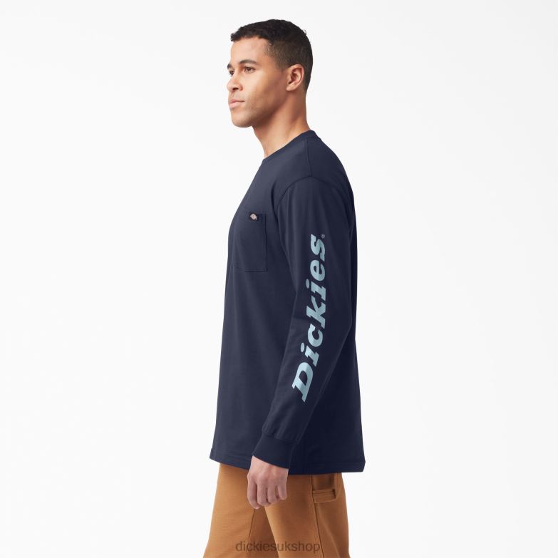 Long Sleeve Logo Graphic T-Shirt Men Dickies Ink Navy (IK) 88T84891 Apparel