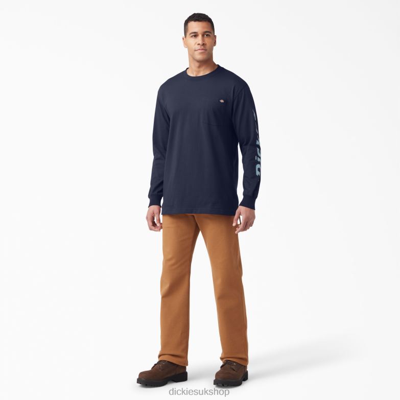 Long Sleeve Logo Graphic T-Shirt Men Dickies Ink Navy (IK) 88T84891 Apparel