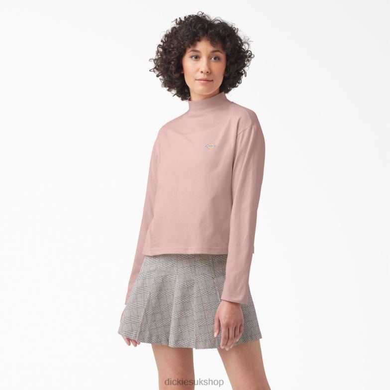Mapleton High Neck Long Sleeve T-Shirt Women Dickies Light Pink (BPI) 88T841984 Apparel