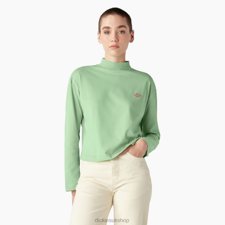 Mapleton High Neck Long Sleeve T-Shirt Women Dickies Quiet Green (QG2) 88T841986 Apparel