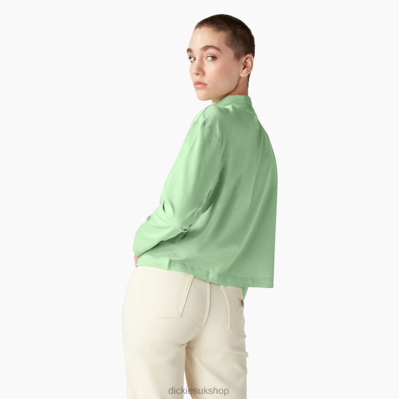 Mapleton High Neck Long Sleeve T-Shirt Women Dickies Quiet Green (QG2) 88T841986 Apparel
