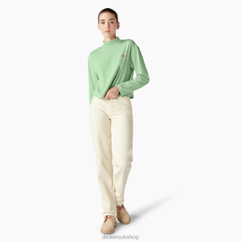 Mapleton High Neck Long Sleeve T-Shirt Women Dickies Quiet Green (QG2) 88T841986 Apparel