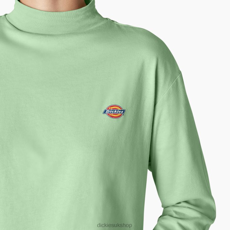 Mapleton High Neck Long Sleeve T-Shirt Women Dickies Quiet Green (QG2) 88T841986 Apparel