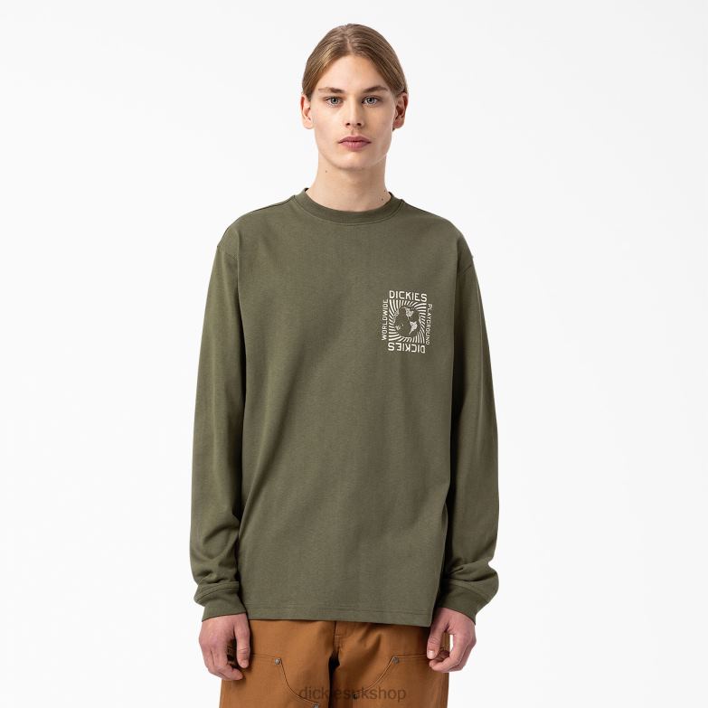 Marbury Long Sleeve T-Shirt Men Dickies Military Green (ML) 88T84920 Apparel