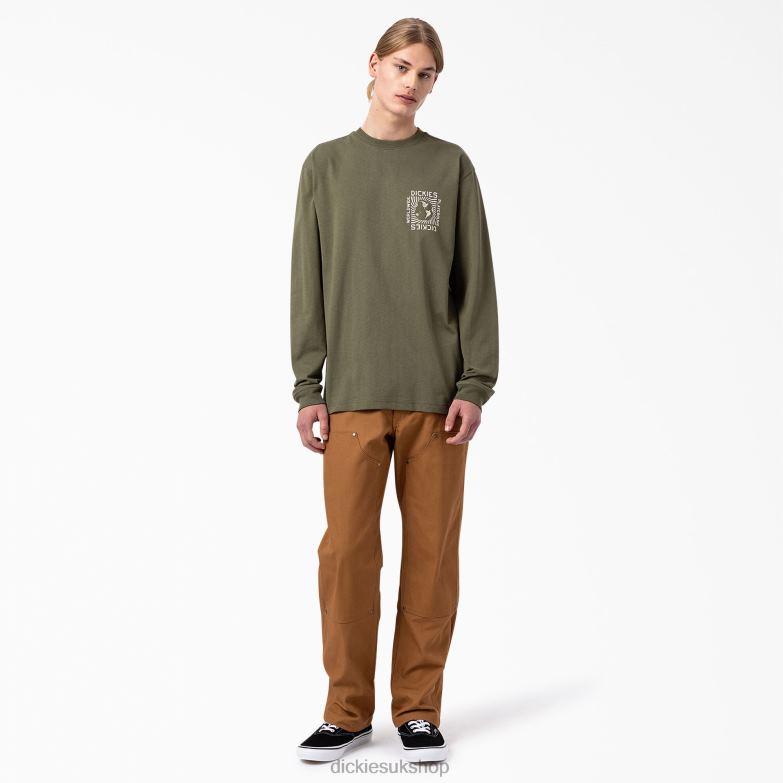 Marbury Long Sleeve T-Shirt Men Dickies Military Green (ML) 88T84920 Apparel