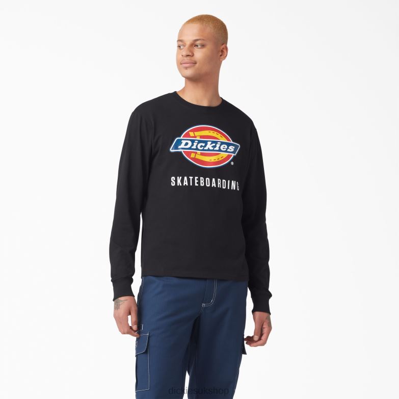 Skateboarding Logo Graphic Long Sleeve T-Shirt Men Dickies Black (KBK) 88T84884 Apparel