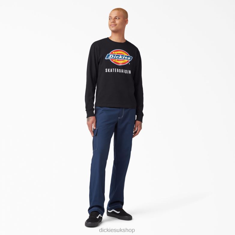 Skateboarding Logo Graphic Long Sleeve T-Shirt Men Dickies Black (KBK) 88T84884 Apparel