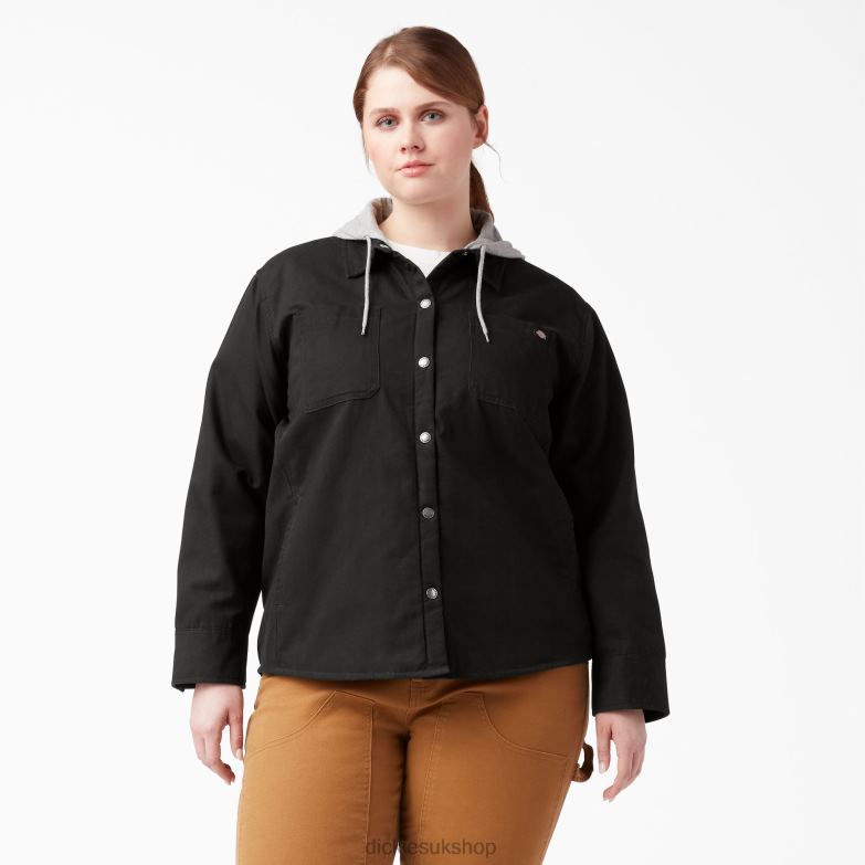 Plus Duck Hooded Shirt Jacket Women Dickies Black (BKX) 88T842369 Apparel