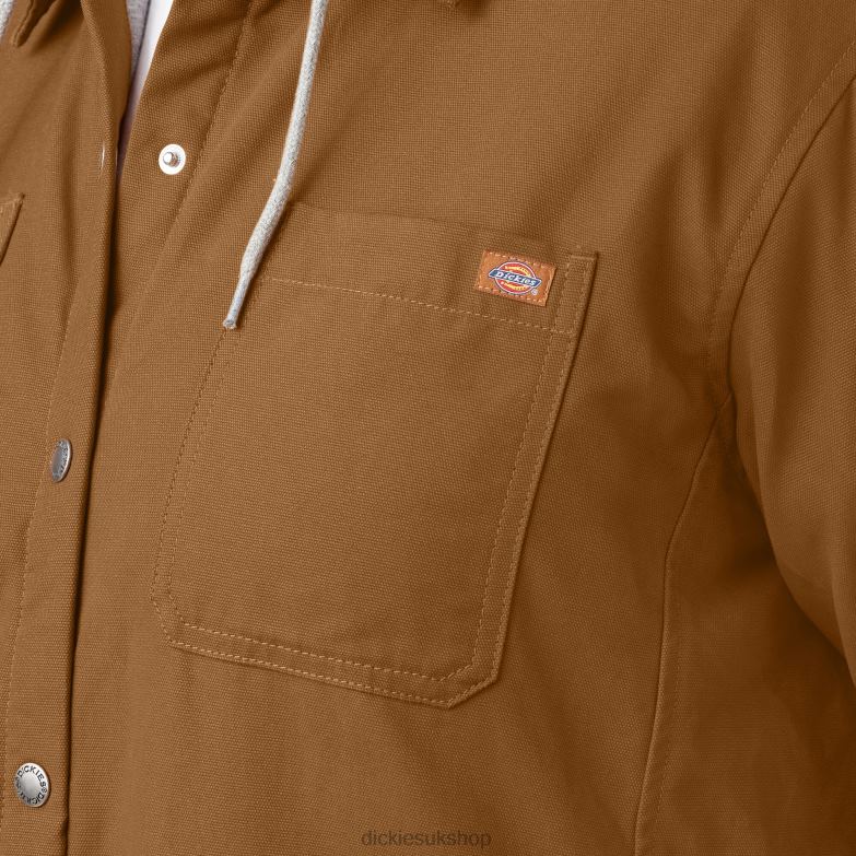 Plus Duck Hooded Shirt Jacket Women Dickies Brown Duck (BD) 88T842368 Apparel