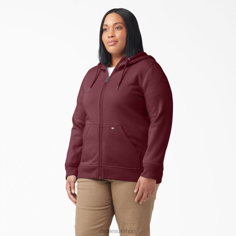 Plus Heavyweight Full-Zip Hoodie Women Dickies Burgundy Heather (BYH) 88T842275 Apparel