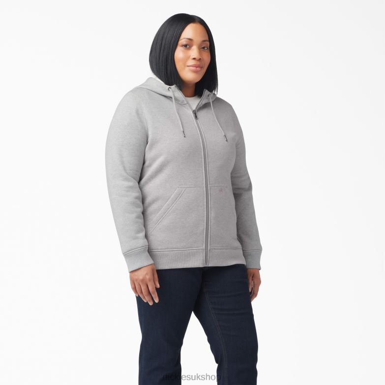 Plus Heavyweight Full-Zip Hoodie Women Dickies Heather Gray (HG) 88T842277 Apparel