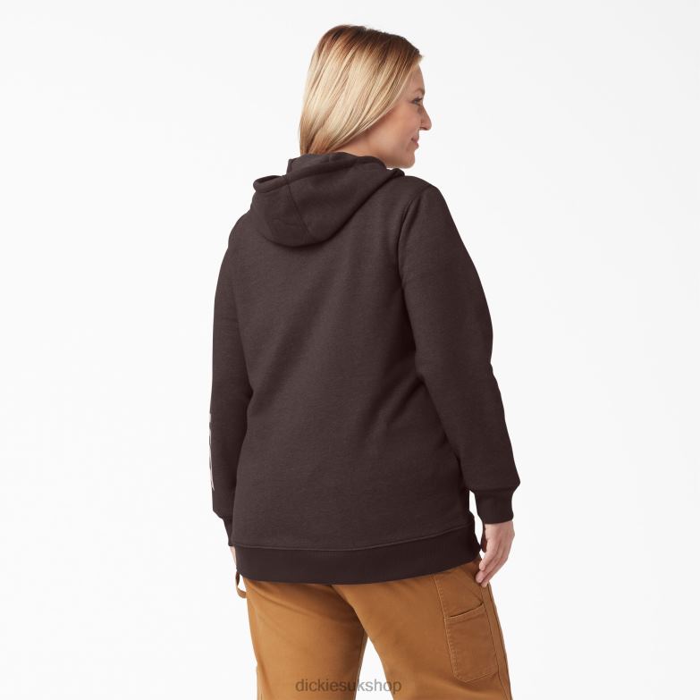 Plus Heavyweight Logo Sleeve Pullover Women Dickies Chocolate Brown Heather (CBH) 88T842342 Apparel