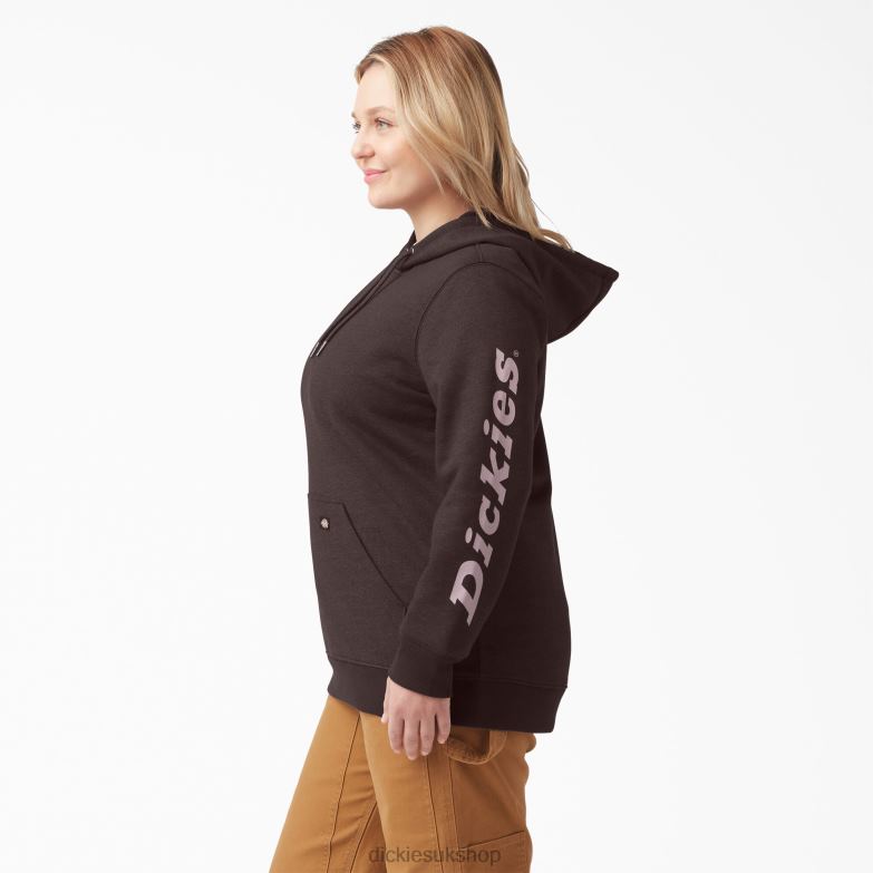 Plus Heavyweight Logo Sleeve Pullover Women Dickies Chocolate Brown Heather (CBH) 88T842342 Apparel