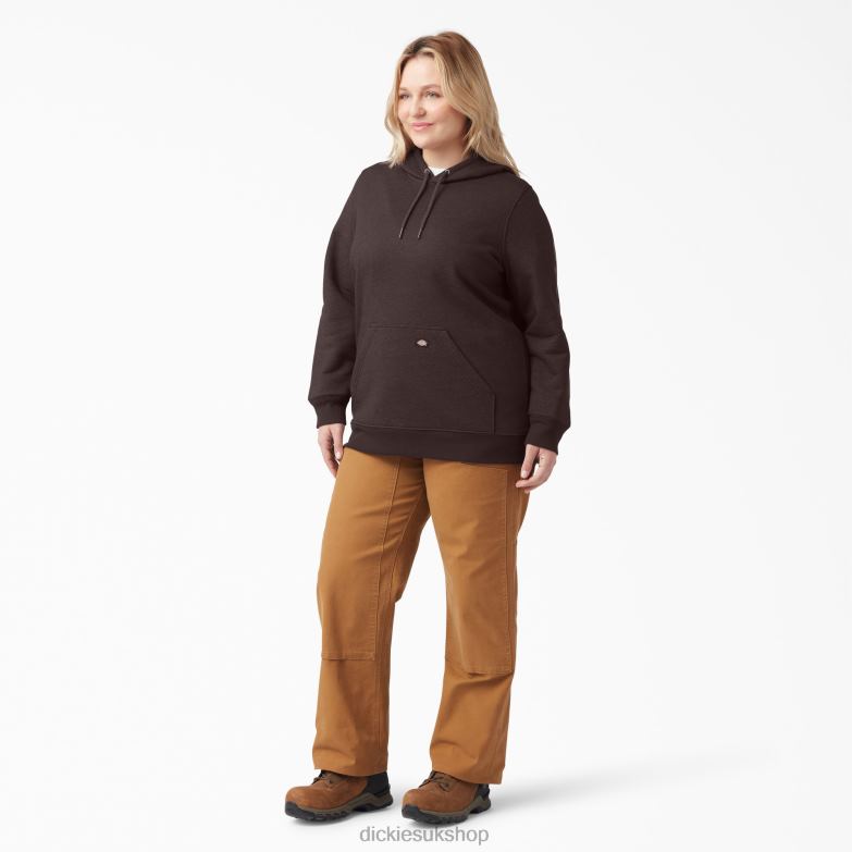 Plus Heavyweight Logo Sleeve Pullover Women Dickies Chocolate Brown Heather (CBH) 88T842342 Apparel