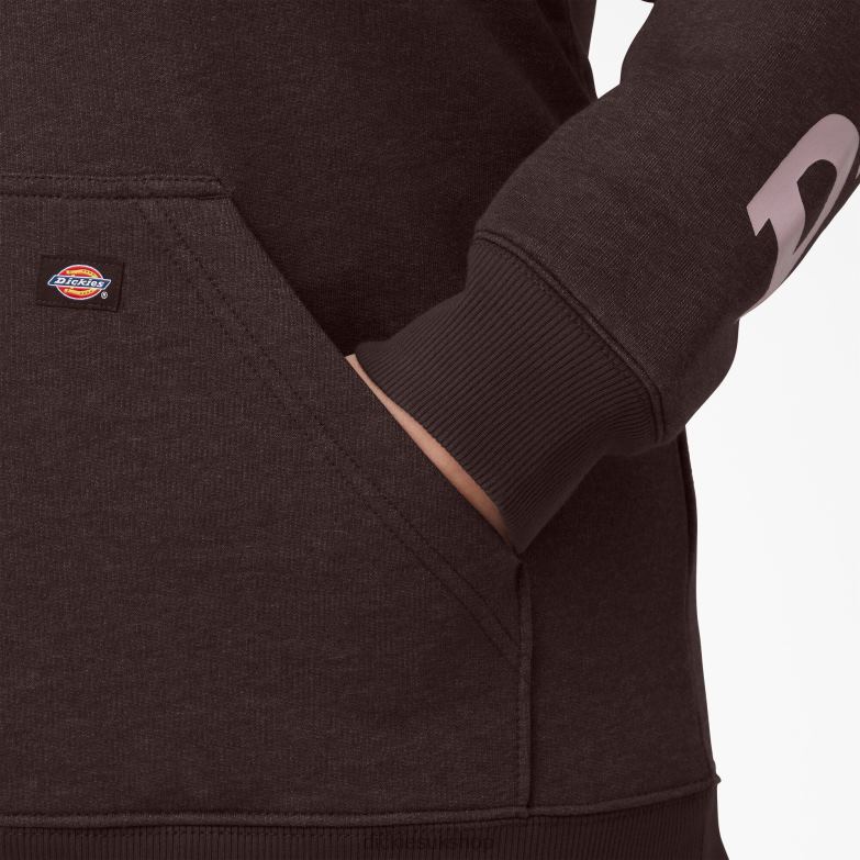 Plus Heavyweight Logo Sleeve Pullover Women Dickies Chocolate Brown Heather (CBH) 88T842342 Apparel