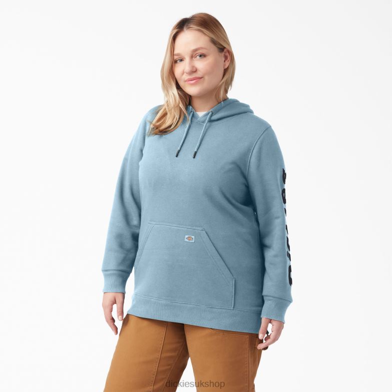 Plus Heavyweight Logo Sleeve Pullover Women Dickies Clear Blue (EU) 88T842343 Apparel