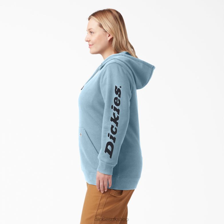 Plus Heavyweight Logo Sleeve Pullover Women Dickies Clear Blue (EU) 88T842343 Apparel