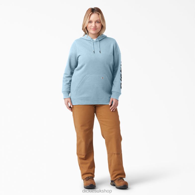 Plus Heavyweight Logo Sleeve Pullover Women Dickies Clear Blue (EU) 88T842343 Apparel