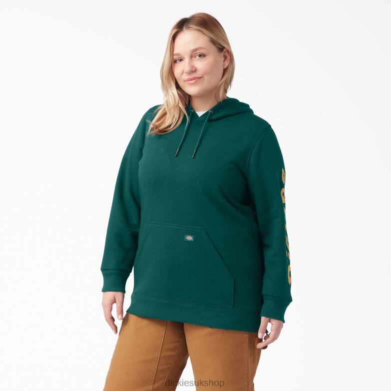 Plus Heavyweight Logo Sleeve Pullover Women Dickies Forest Green (FT) 88T842344 Apparel