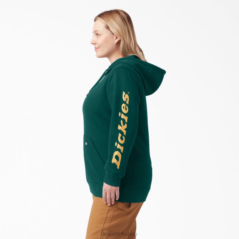 Plus Heavyweight Logo Sleeve Pullover Women Dickies Forest Green (FT) 88T842344 Apparel