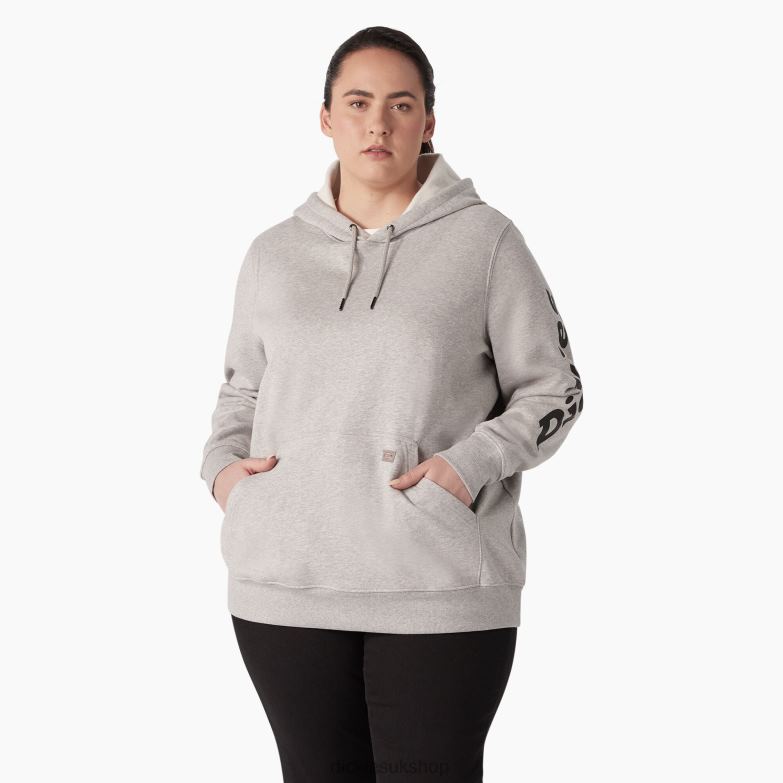 Plus Heavyweight Logo Sleeve Pullover Women Dickies Heather Gray (HG) 88T842345 Apparel