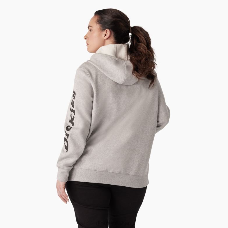 Plus Heavyweight Logo Sleeve Pullover Women Dickies Heather Gray (HG) 88T842345 Apparel