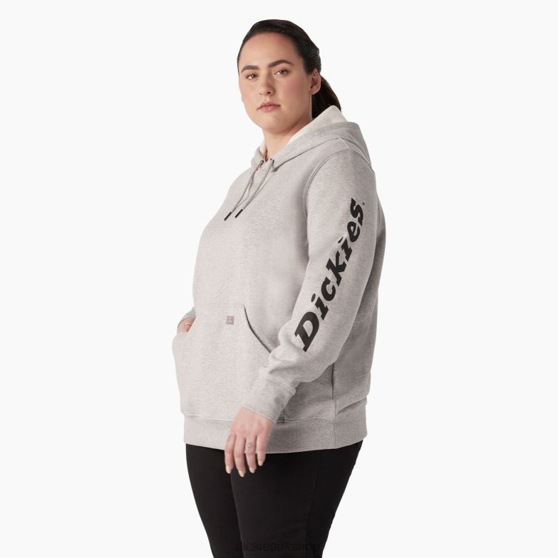 Plus Heavyweight Logo Sleeve Pullover Women Dickies Heather Gray (HG) 88T842345 Apparel