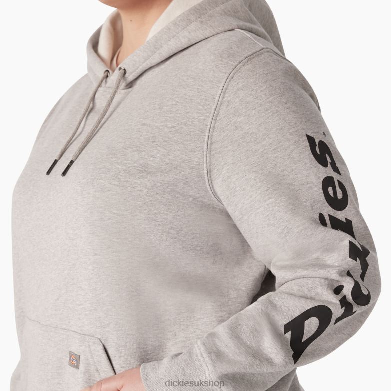 Plus Heavyweight Logo Sleeve Pullover Women Dickies Heather Gray (HG) 88T842345 Apparel