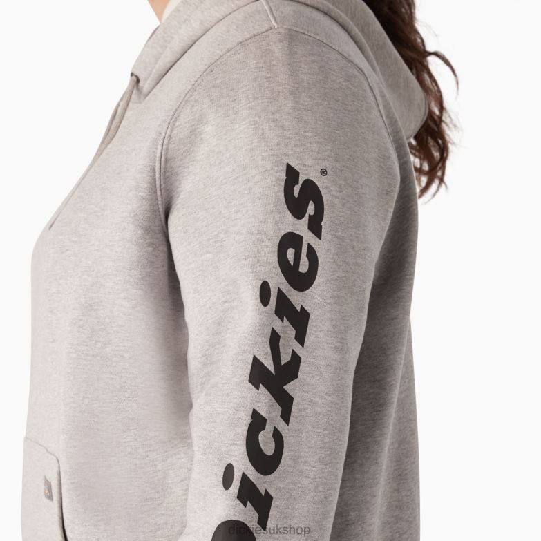 Plus Heavyweight Logo Sleeve Pullover Women Dickies Heather Gray (HG) 88T842345 Apparel