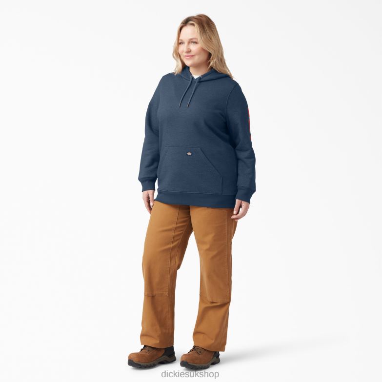 Plus Heavyweight Logo Sleeve Pullover Women Dickies Heather Navy (NVH) 88T842349 Apparel