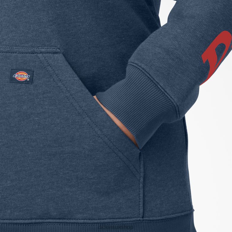 Plus Heavyweight Logo Sleeve Pullover Women Dickies Heather Navy (NVH) 88T842349 Apparel