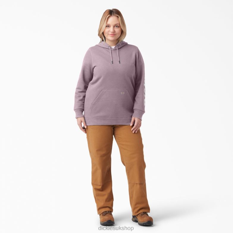 Plus Heavyweight Logo Sleeve Pullover Women Dickies Lilac (LC) 88T842347 Apparel