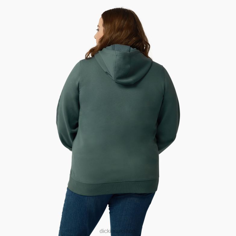 Plus Heavyweight Logo Sleeve Pullover Women Dickies Lincoln Green (LN) 88T842348 Apparel