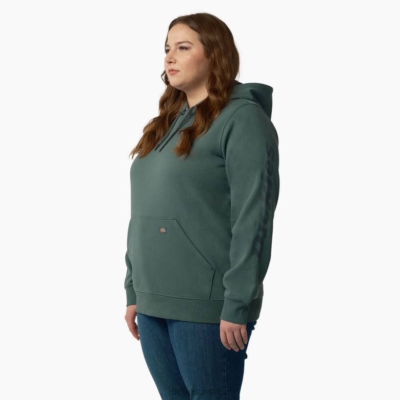 Plus Heavyweight Logo Sleeve Pullover Women Dickies Lincoln Green (LN) 88T842348 Apparel