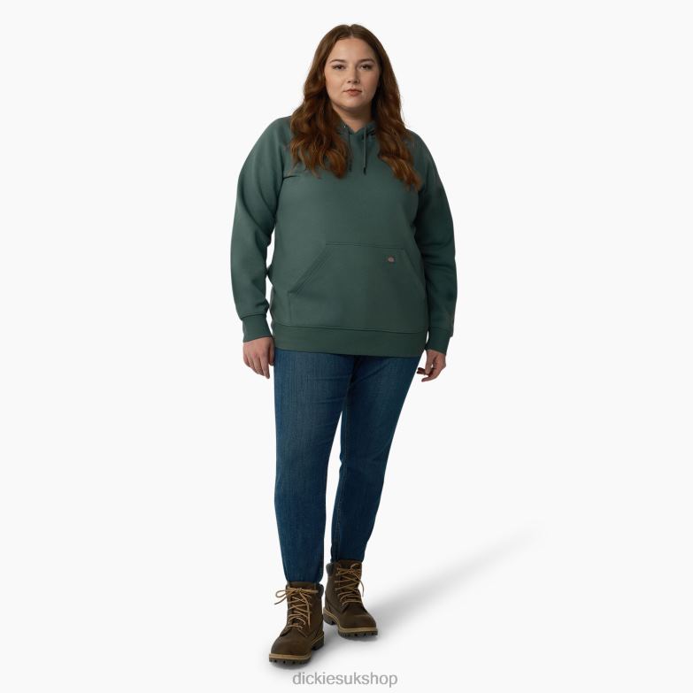 Plus Heavyweight Logo Sleeve Pullover Women Dickies Lincoln Green (LN) 88T842348 Apparel