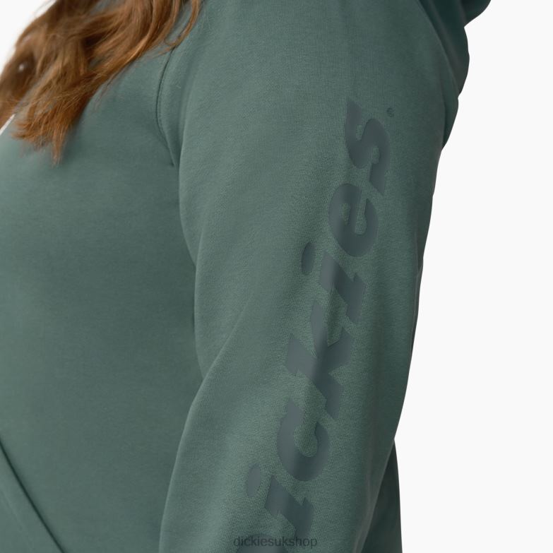 Plus Heavyweight Logo Sleeve Pullover Women Dickies Lincoln Green (LN) 88T842348 Apparel
