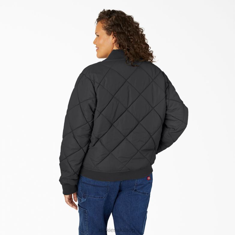 Plus Quilted Bomber Jacket Women Dickies Black (BK) 88T842363 Apparel
