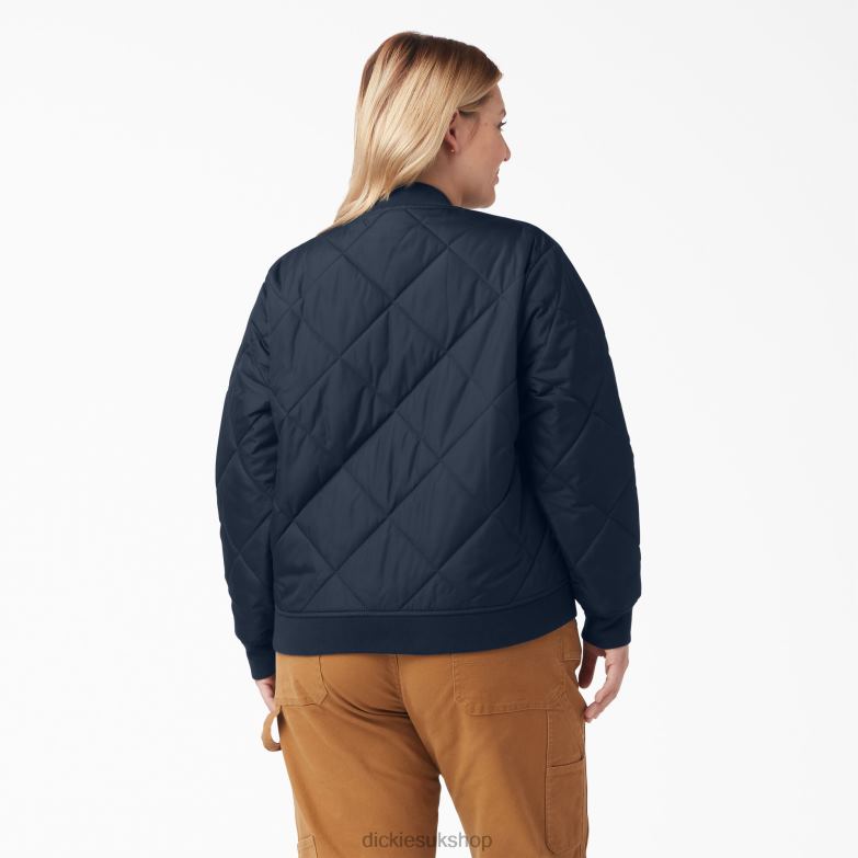 Plus Quilted Bomber Jacket Women Dickies Dark Navy (DN) 88T842364 Apparel