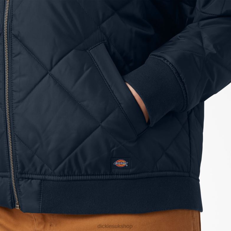 Plus Quilted Bomber Jacket Women Dickies Dark Navy (DN) 88T842364 Apparel