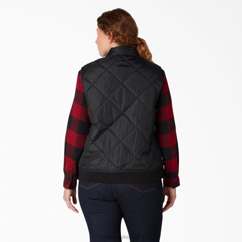 Plus Quilted Vest Women Dickies Black (BK) 88T842324 Apparel