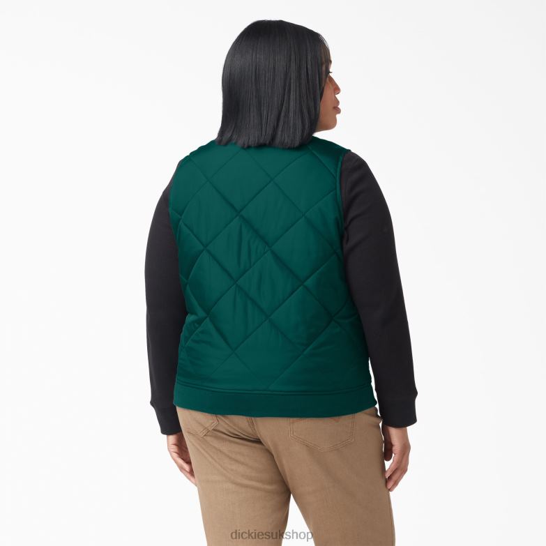Plus Quilted Vest Women Dickies Forest Green (FT) 88T842326 Apparel