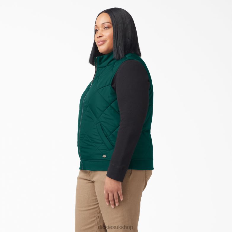 Plus Quilted Vest Women Dickies Forest Green (FT) 88T842326 Apparel