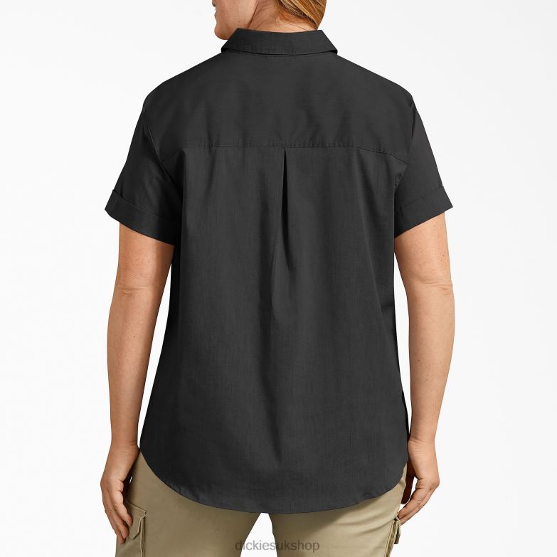 Plus Button-Up Shirt Women Dickies Black (BK) 88T842058 Apparel